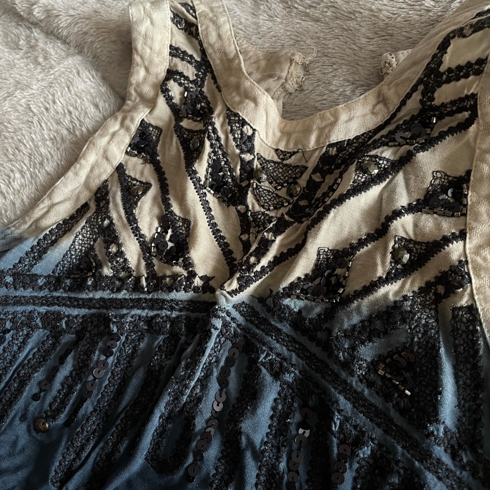 Urban Outfitters Sequin Navy Ombré Blouse